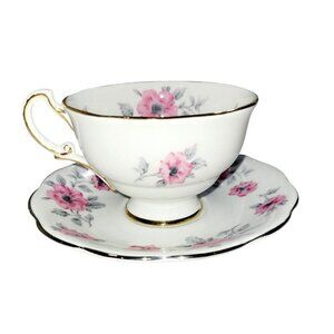 Royal Standard Teacup and Saucer Hand Painted Roses Gold Trim Bone China England